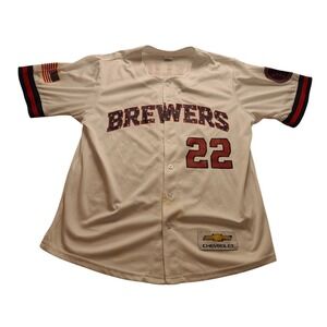 Milwaukee Brewers Christian Yelich 22 Baseball Jersey White Men's M Chevrolet